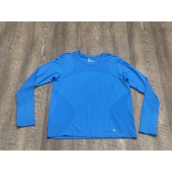 GapFit Motion Long Sleeve Workout Activewear Bright Bold Blue Neon XL Thumb Hole - Picture 1 of 6